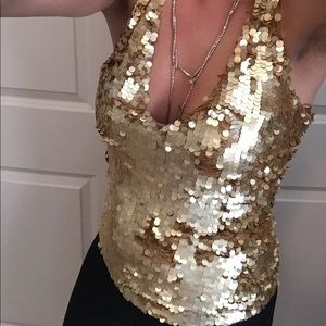DKNY Gold Sequin Top